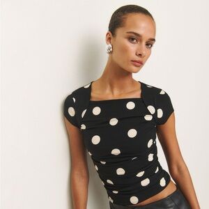 Reformation Addison Knit Top Moon Dot - Size S